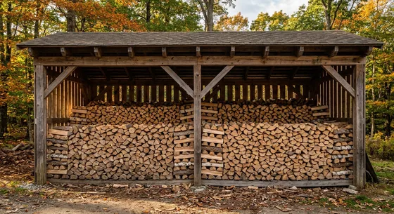 Укладка дров в Монине, улица Полевая, 19